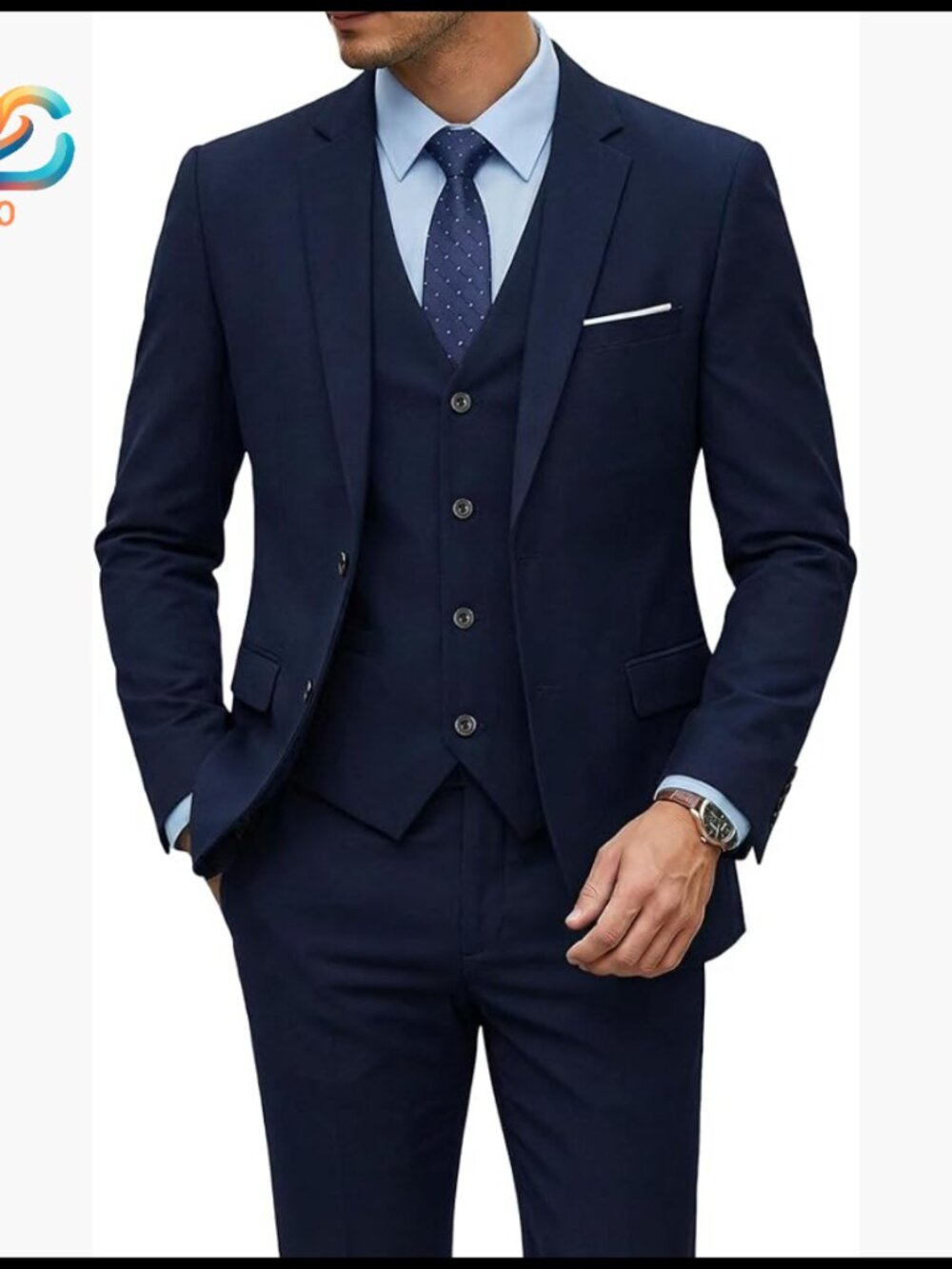 Men's 3-Piece Slim Fit Suit Set with Tie, Blazer Vest Pants